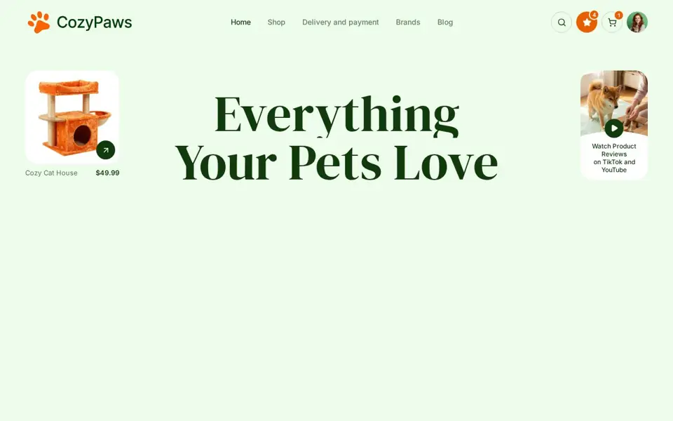 CozyPaws 3D website preview